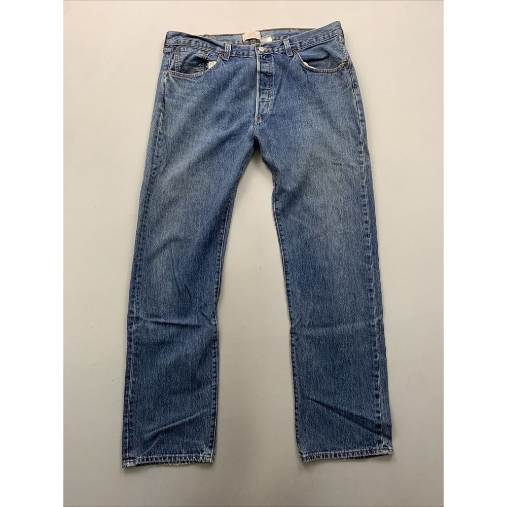 Levi's 501 Men's Blue Straight Leg Button Fly Jeans Size 38x34 100% Cotton